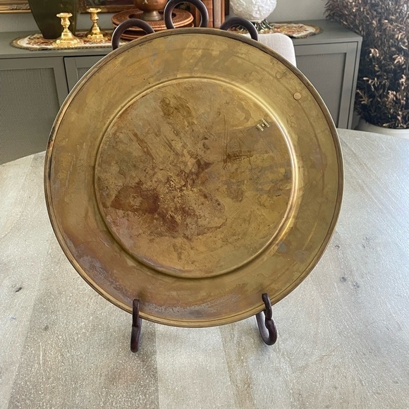 Martha Sturdy Spun brass Patina table charger or tray set of 4 - Picture 4 of 8